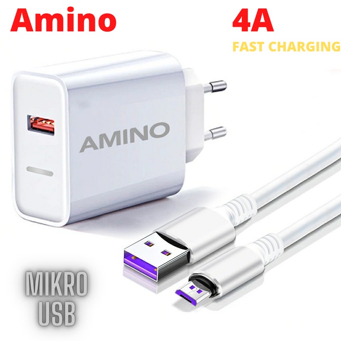 AMINO 3A 18W Qualcomm 3.0 Fast Charger 4A USB Kabel Micro Quick Charge - kepala charger