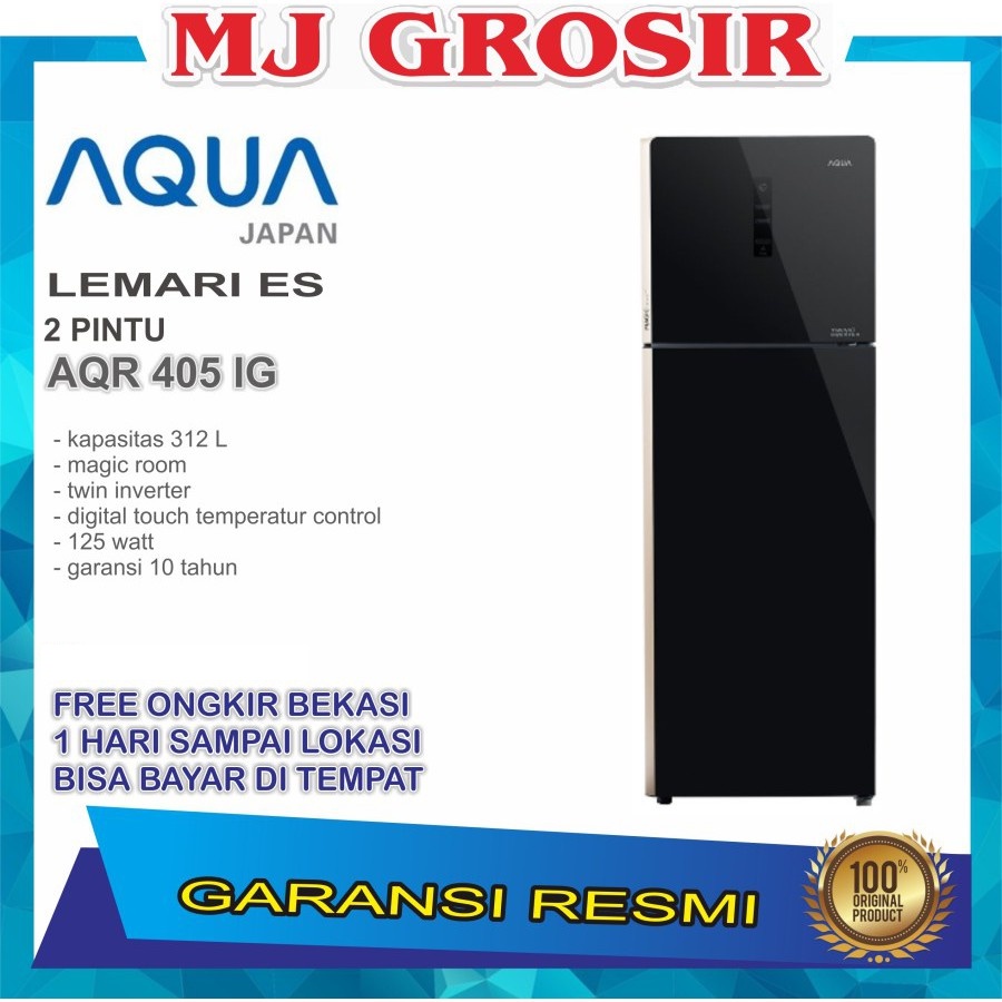 KULKAS AQUA JAPAN AQR 405 IG LEMARI ES 2 PINTU AQR405IG TWIN INVERTER