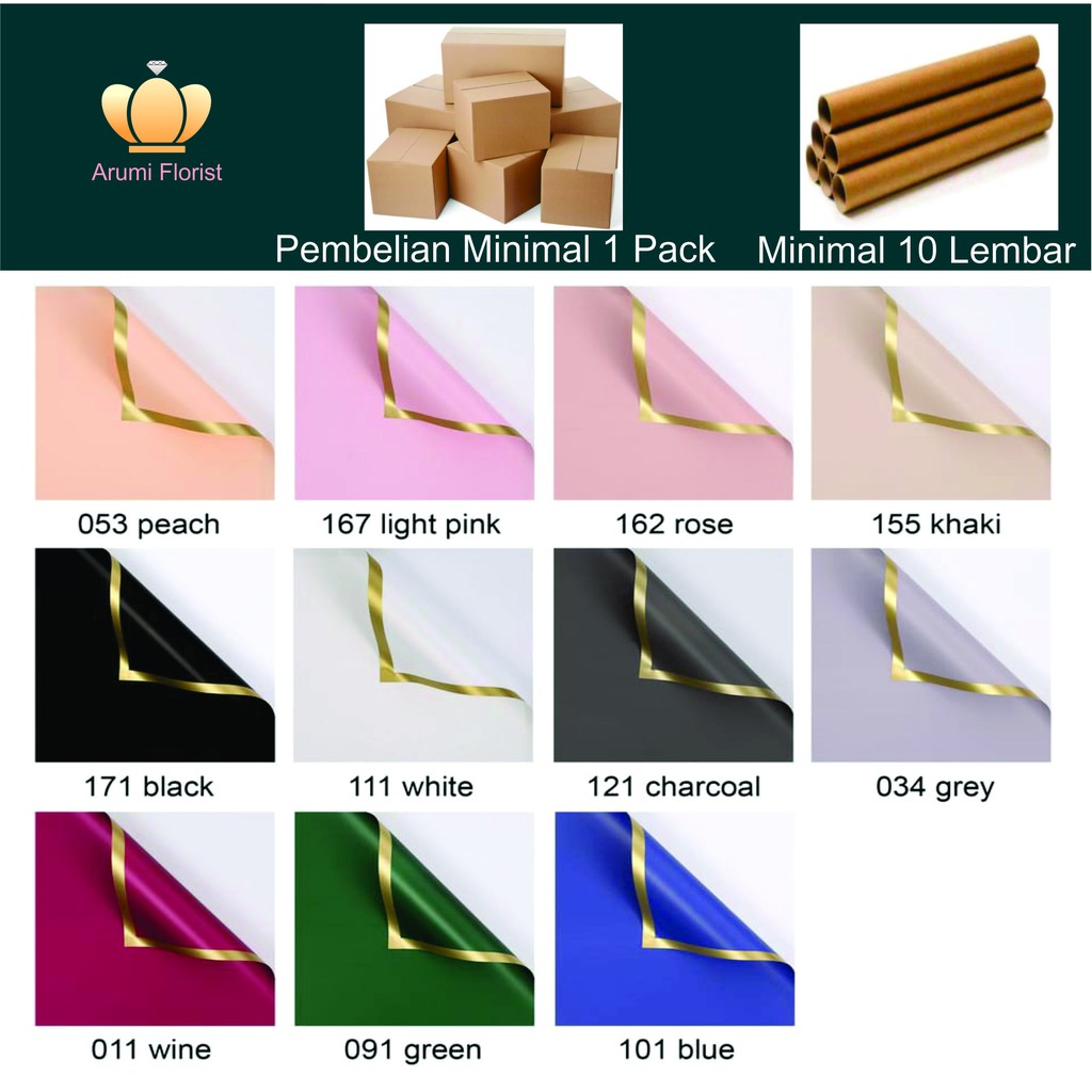 

(10 Lbr) kertas buket, Wrapping Flower, Cellophane Frame Solid Gold