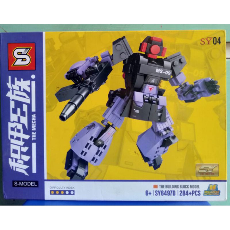 mainan brick lego rakitan 6497D brick robot Mecha warna hitam 6497 seri Gundam terdapat standfan