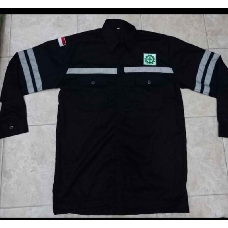 SERAGAM SAFETY HITAM RESLETING LENGAN DOBLE