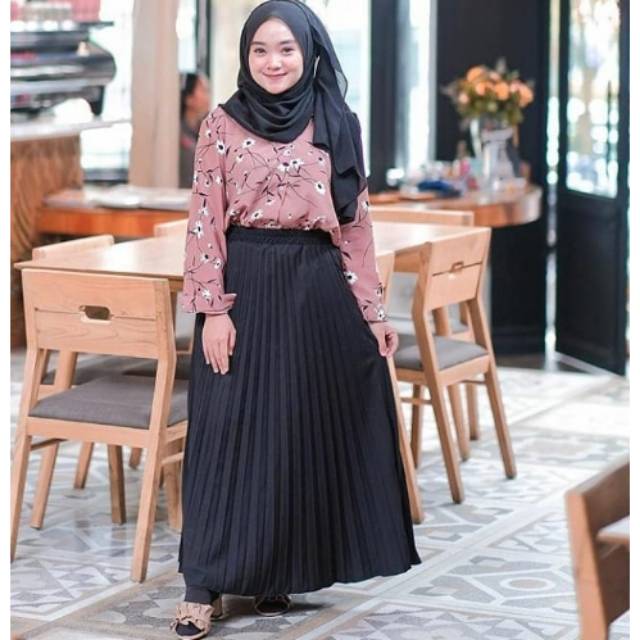 Setelan Monalisa Sunrise Choco Rok Plisket