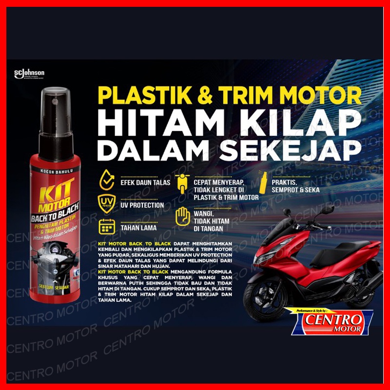KIT Back to Black Trim Restorer 115ml.Penghitam dashboard Motor/Mobil