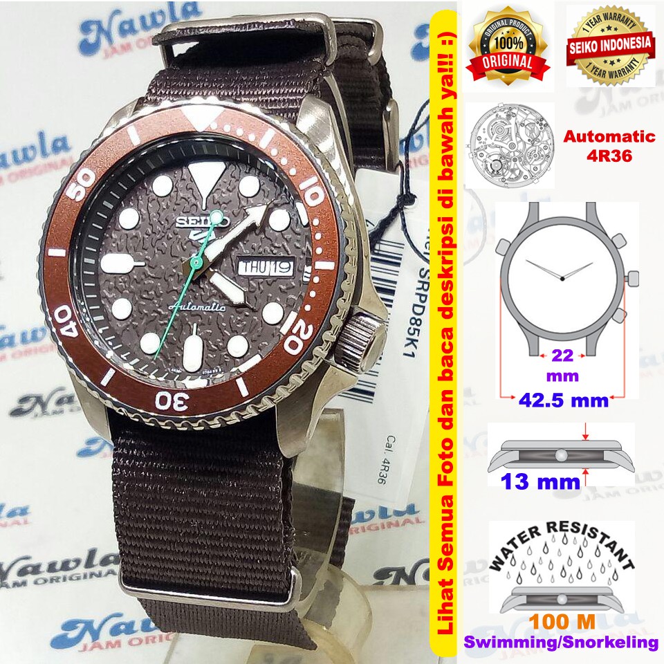 Seiko 5 Sports SRPD85K1 Automatic Brown Dial - Jam Tangan Pria SRPD85