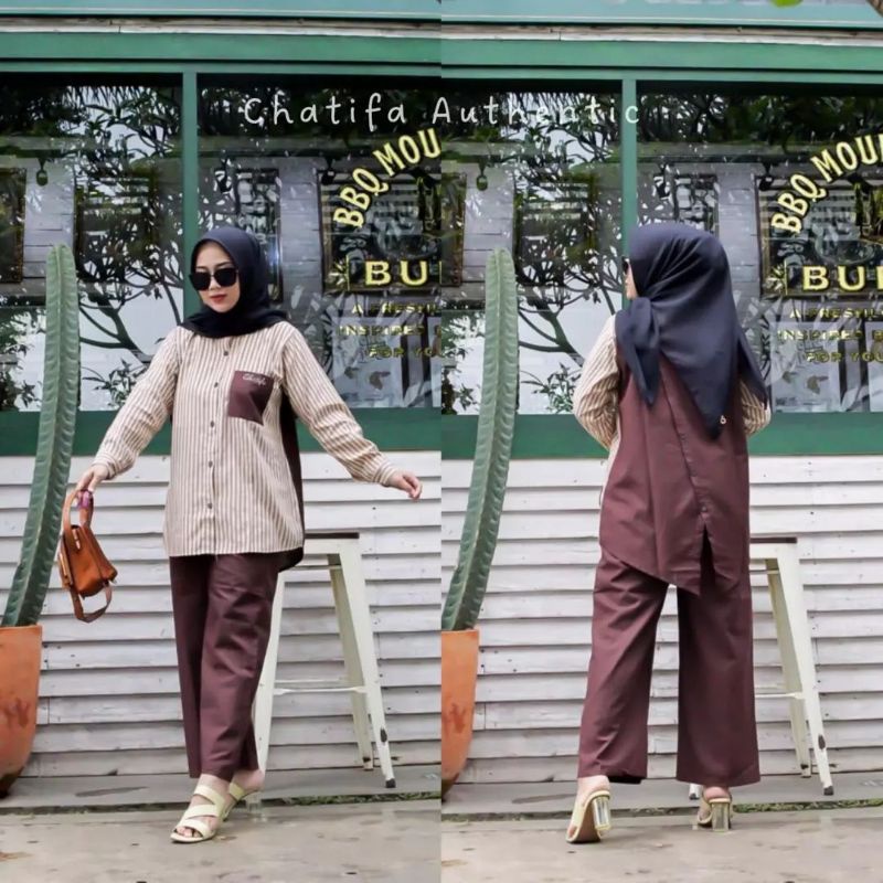 (COD) Chatifa oneset | chatifa set Amina | oneset Chatifa | set wanita | set kemeja celana
