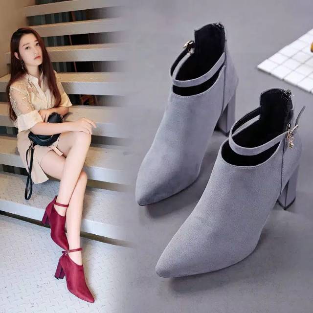 Dts sepatu heels semi boot katrine Gf375