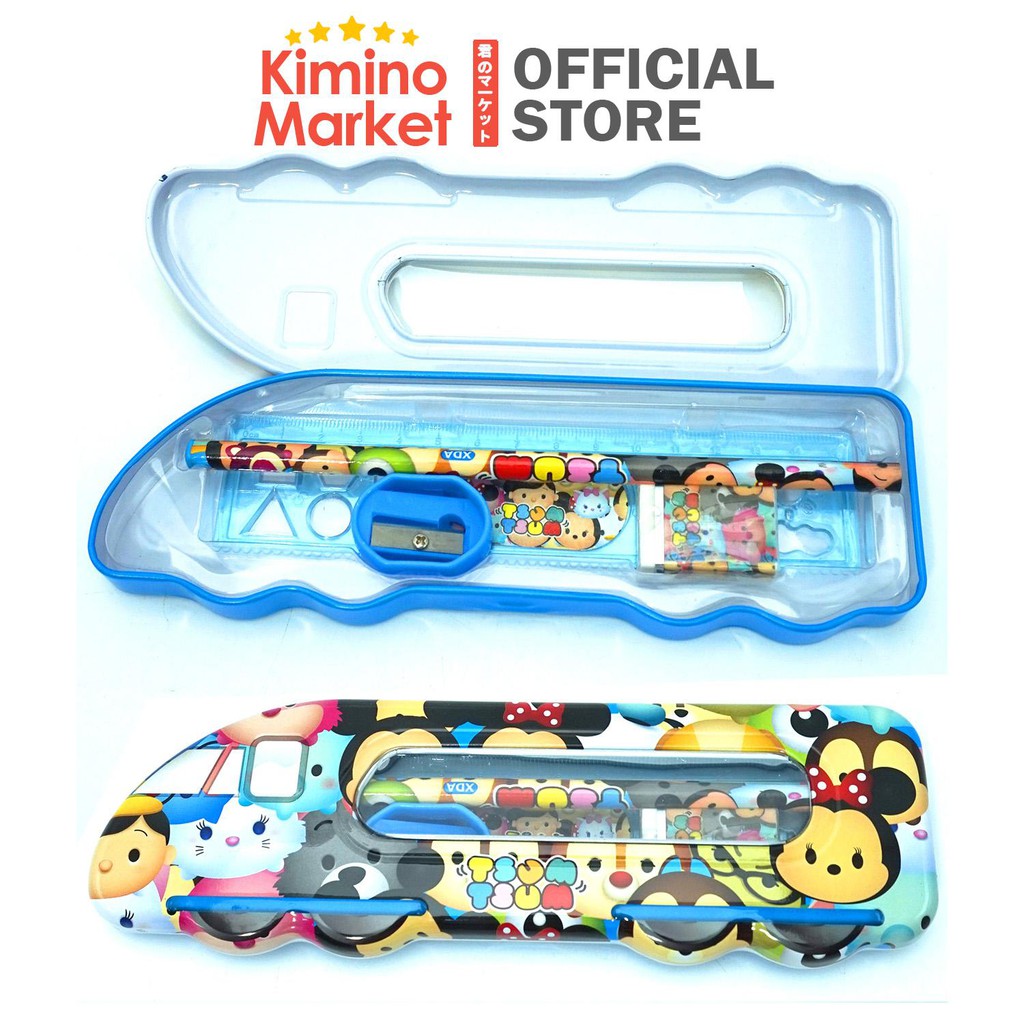 KOTAK PENSIL SET "MICKEY MOUSE" (PENGHAPUS + SERUTAN + PENSIL + PENGGARIS) "IMPORT QUALITY"