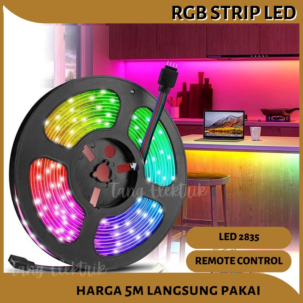 [COD] Lampu Hias RGB Strip light Led Strip RGB 3528 Ip44 Free Adaptor Remote