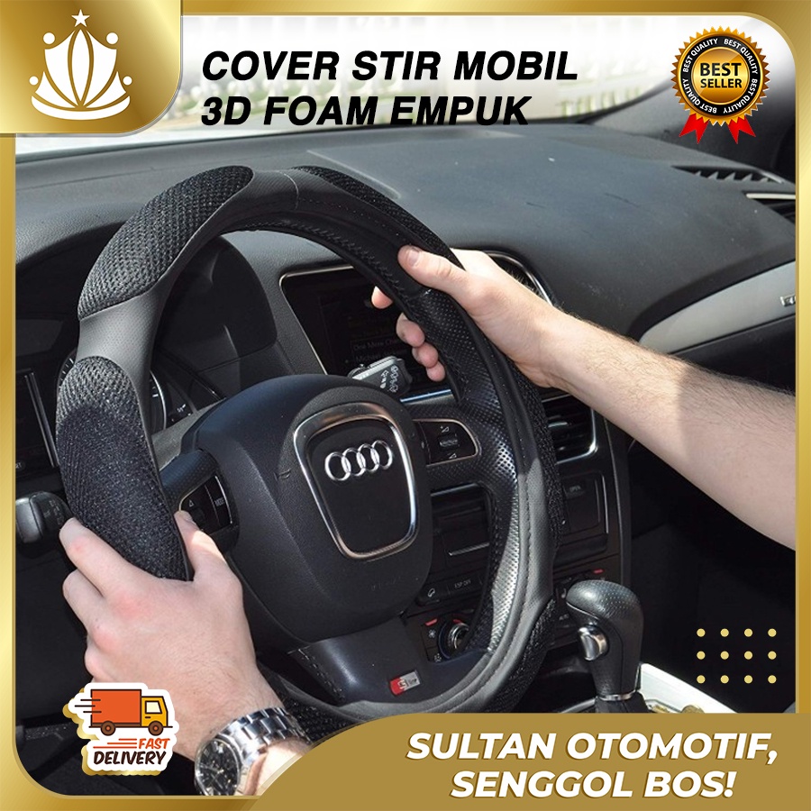 Cover Stir / Sarung Stir Mobil Hitam 3D Form Foam busa Tebal Nyaman