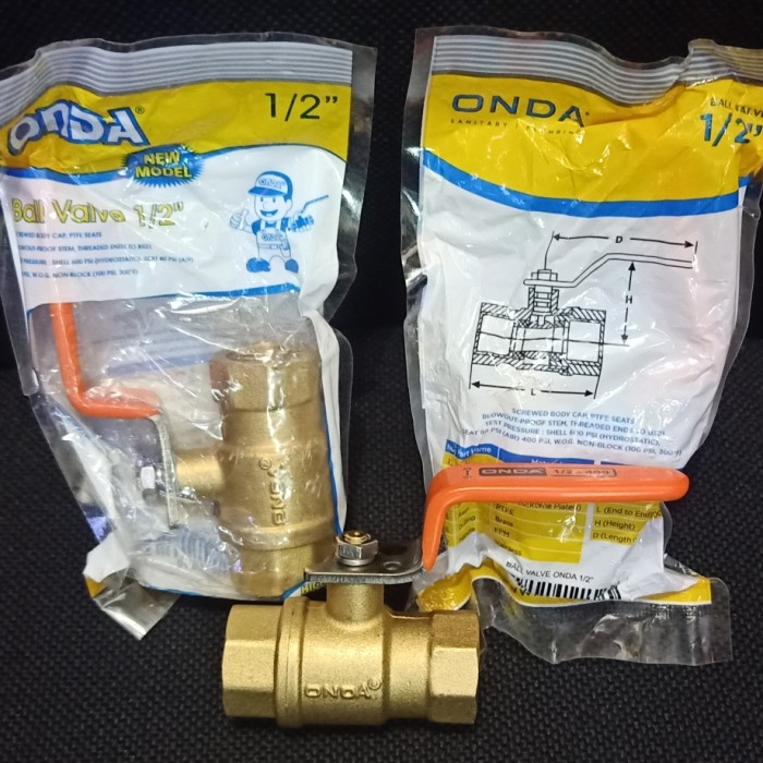 Ball Valve Onda ukuran 1/2" bahan kuningan