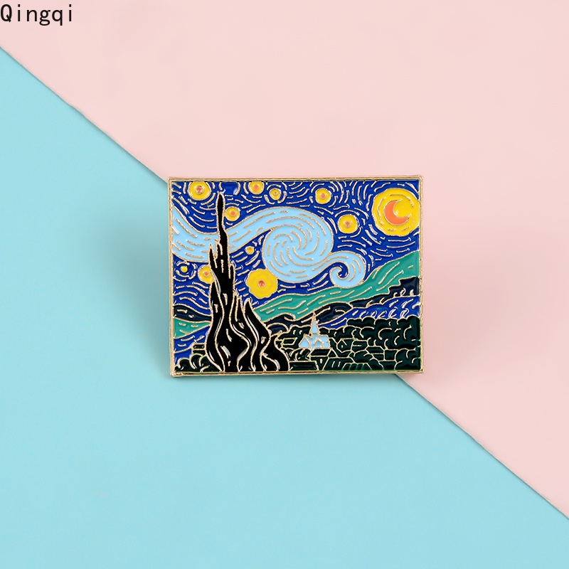 Bros Pin Enamel Desain Lukisan Cat Minyak Van Gogh Untuk Hadiah