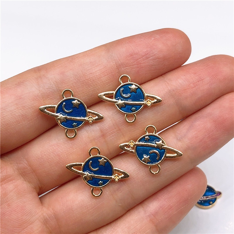 4pcs Liontin Enamel Bentuk Planet Bintang Bahan Alloy Charms