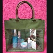 Tote Bag Tas kosmetik Mika Transparan Wanita Korea 25×12×22