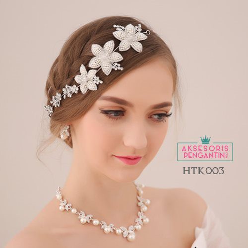 Paket Aksesoris Kalung Tiara Pengantin l Perhiasan Wedding - HTK 003