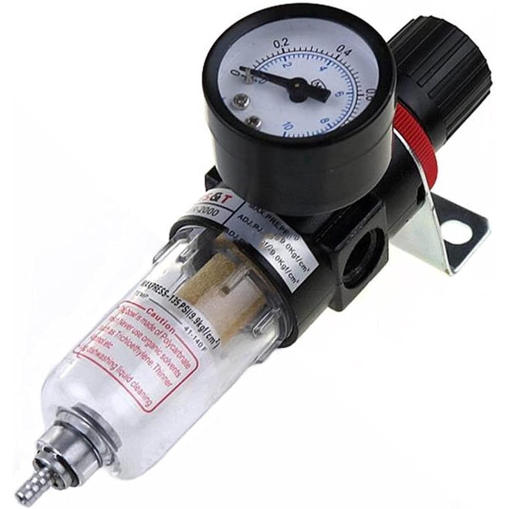 AFR2000 Air Filter Regulator/Regulator Pemisah Air Tersaring/Prosesor Sumber Udara PNP Mollar Single Air Filter Regulator 1/4 Inch - Filter Udara Kompresor