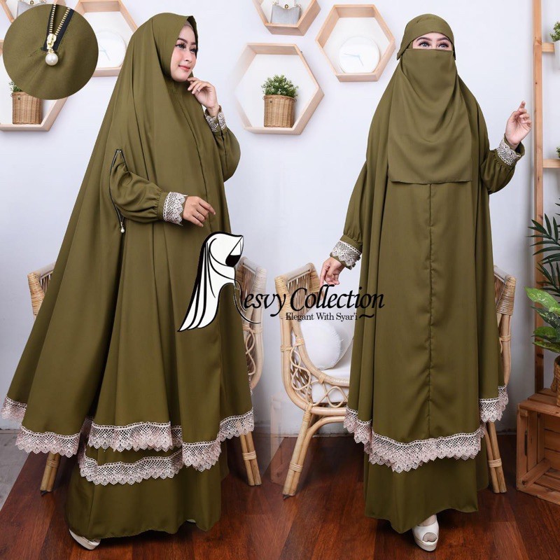 Gamis syari alya set by Resvy_collection