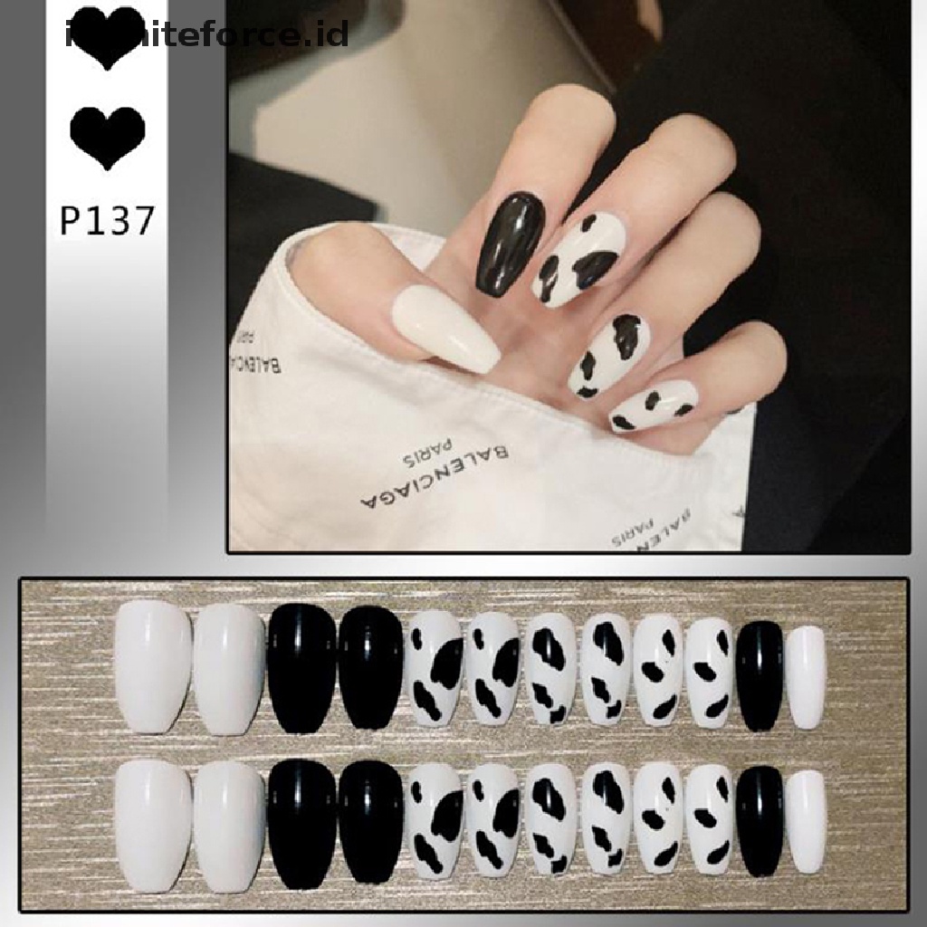 (infiniteforce.id) 24pcs / Set Kuku Palsu Full Cover Dapat Dilepas Untuk Nail Art