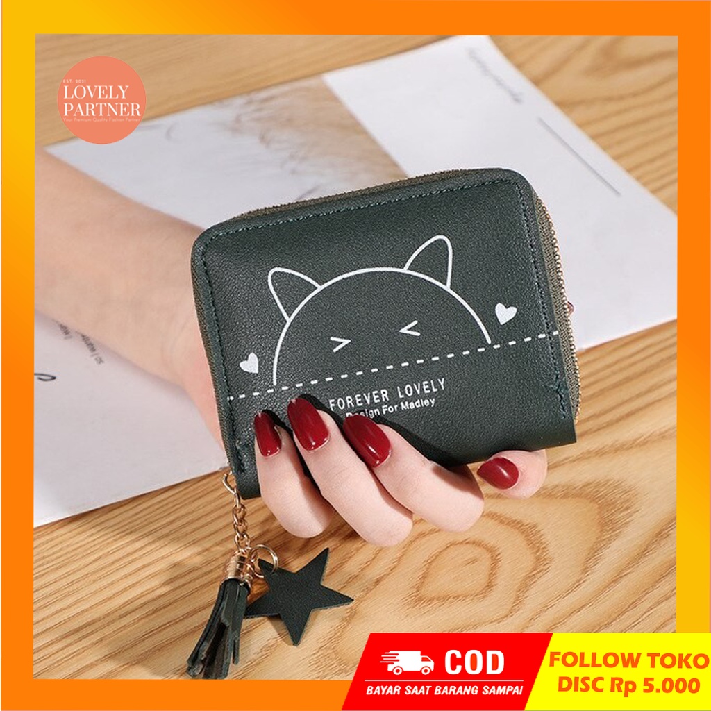 W35 Dompet Mini Wanita Motif Kucing Hati Binatang Lucu Koin Cewek Kartu Uang Foto Cantik Women Wallet Perempuan Kulit PU Leather Hitam Lipat Kecil Panjang Korea Pria Cowok Laki Laki Cowo Import Premium Murah Import Cewe Cantik