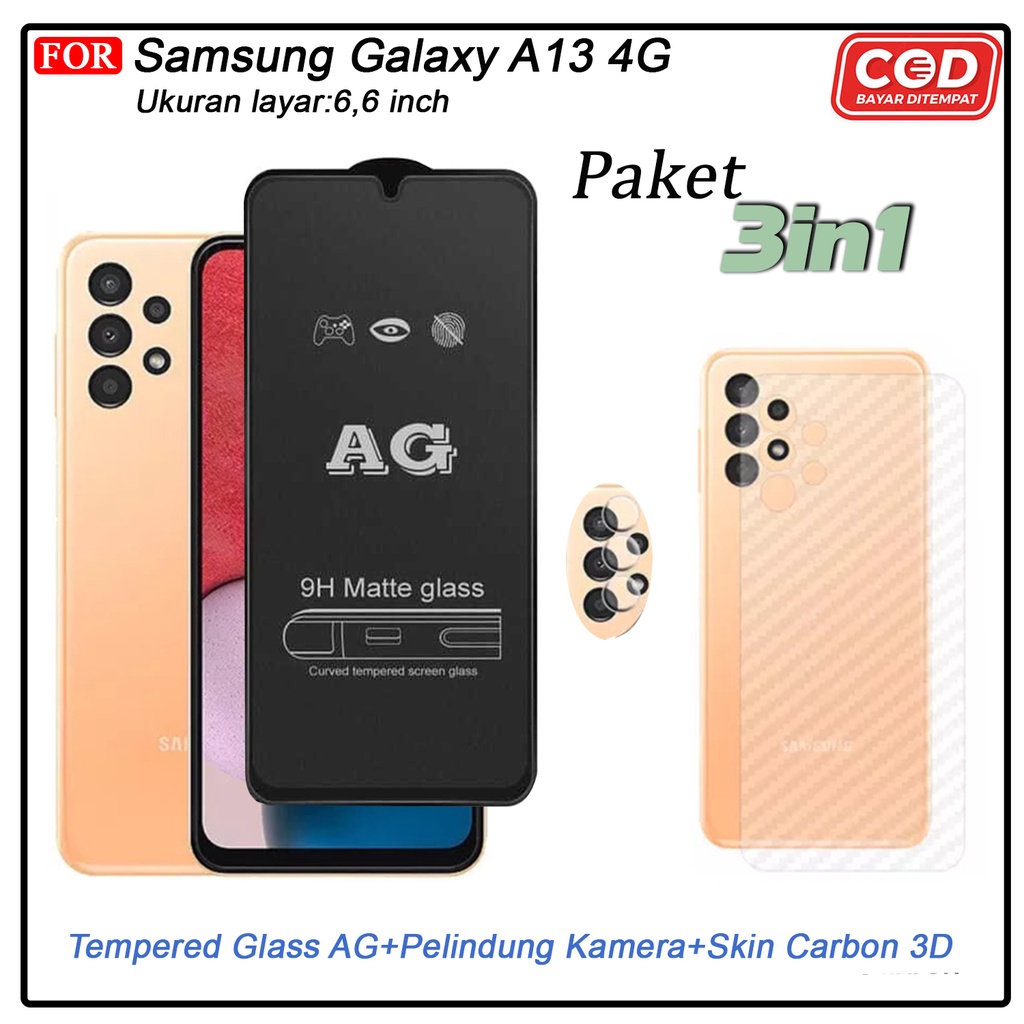 3IN1 TEMPERED GLASS BENING SAMSUNG A13 4G A04 A23 5G A13 5G A04s A33 5G A73 5G TG LAYAR ANTIGORES KACA FULL COVER