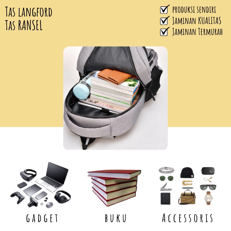 Tas Ransel Pria - Tas Sekolah Remaja Dewasa Kuliah Kerja Model Korea Kekinian Murah Terbaru Import Lokal Original Multifungsi Stylish Backpack Punggung Bahu Simple Elegan Casual Classis Premium Cowok