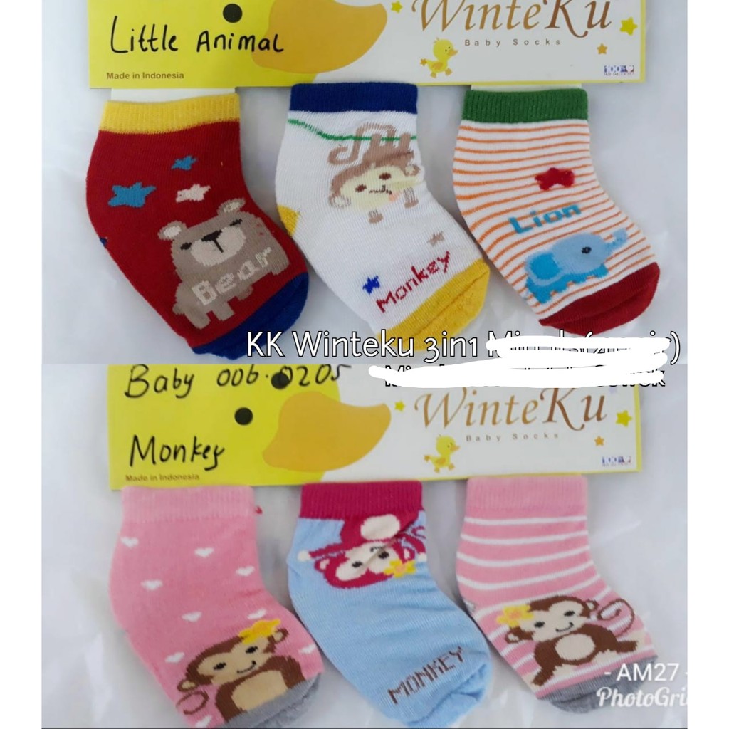 Kaos kaki Bayi Winteku 3in1 tanpa Antislip-Motif