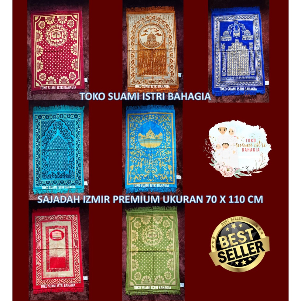 Sajadah Turki Izmir Premium Grade A 110 Cm x 70 Cm Haji Beludru Bulu Tebal Murah Grosir Dewasa Timbul Halus Besar Spiegel Velvet Personal Natural Yassin Terlaris