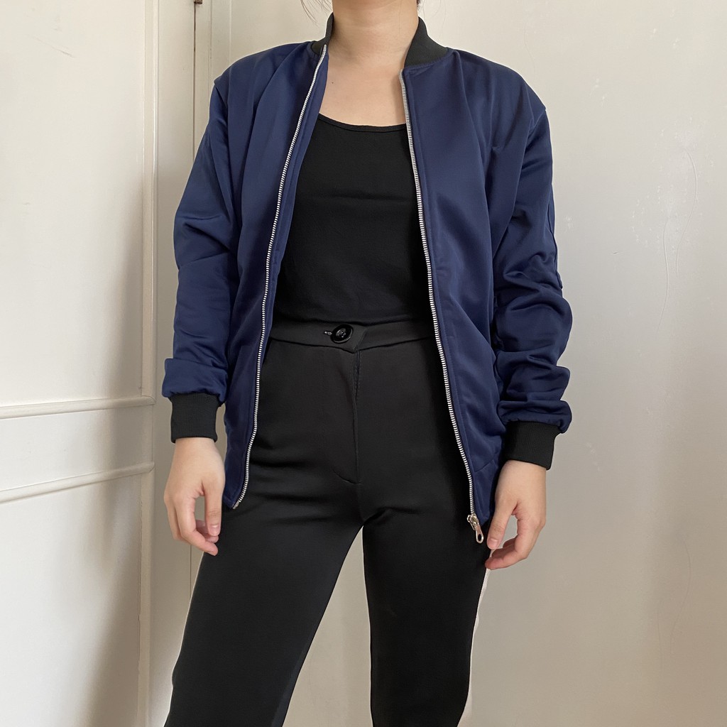 Navy Blue Bomber Jacket