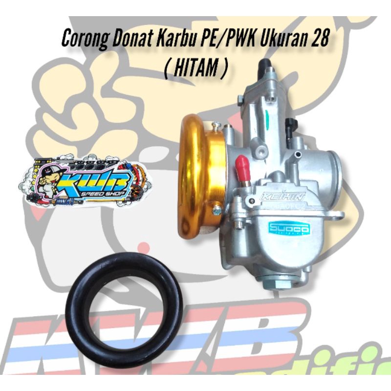 Velocity Karburator Model Donat Flat Corong Karbu PNP PE PWK PWL Air Strike 28 32 34 35 38-Hitam PE/PWK 28