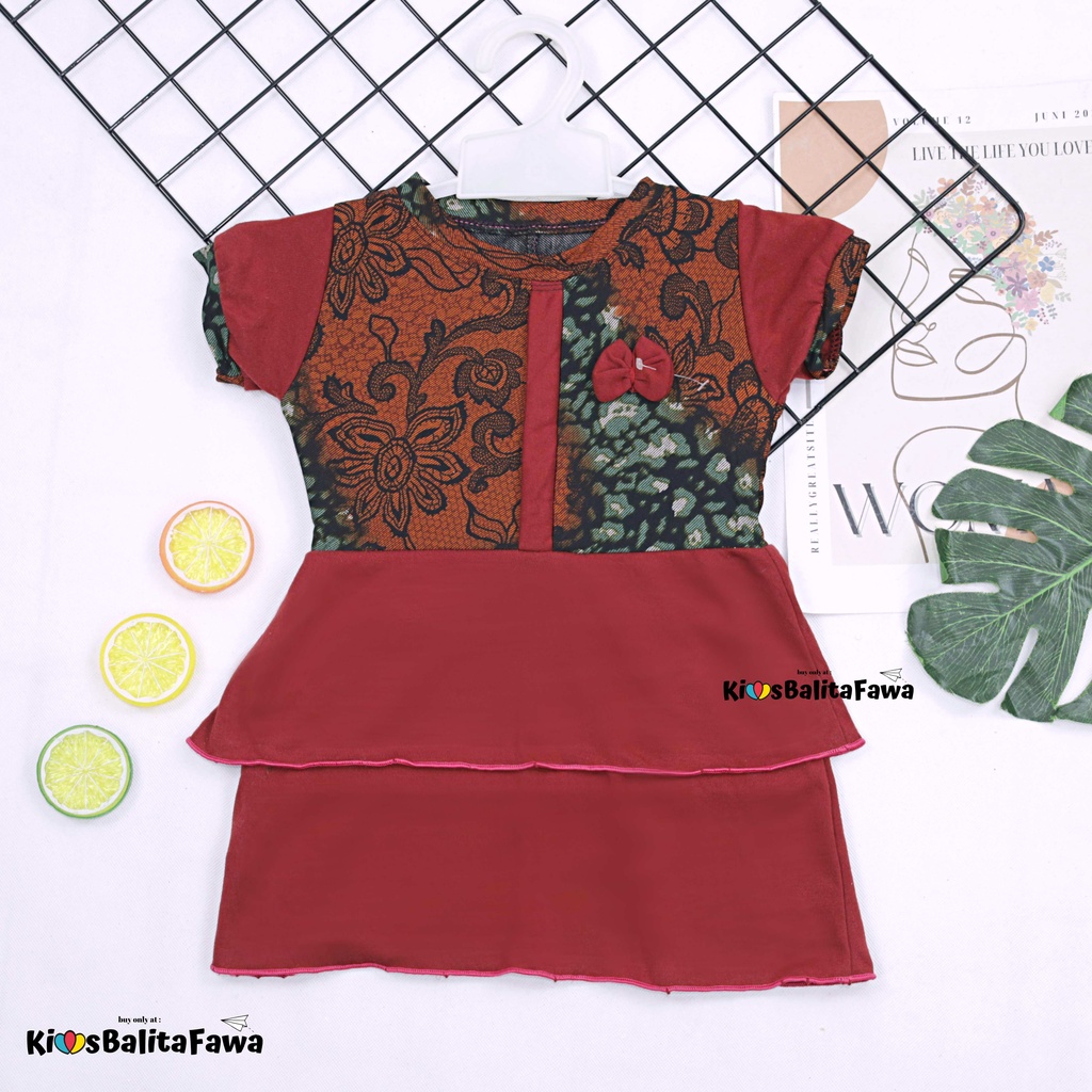 (BATIK) Dress Emma Lengan Size 3-4 Tahun / Dres Lengan Pendek Anak Perempuan Baju Harian Pesta