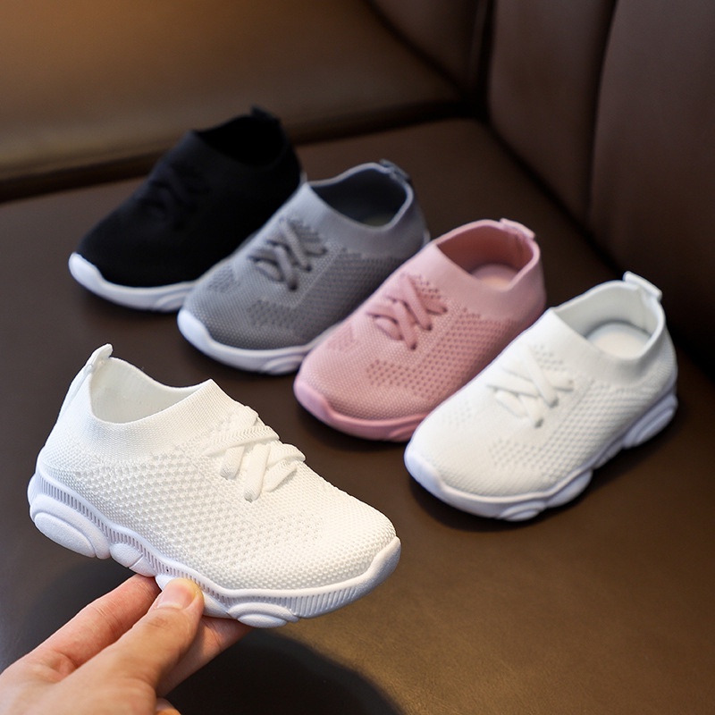 Sepatu Slip On Elastis Anak Laki-laki / Perempuan dengan Dasar Lembut Model Flyknit