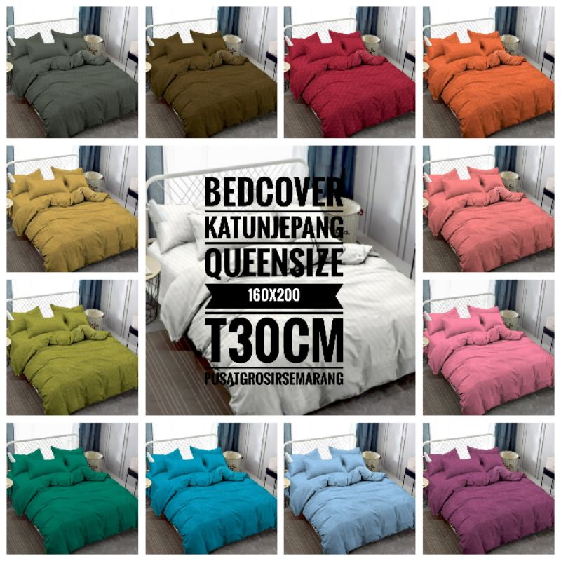 BC Bedcover VALLERY QUINCY Polos FLAT Set Jacquard uk 160 160x200  T30 Tinggi 30 cm Bedcover Polos Katun Jepang Jaquard KingKoil Hotel MURAH Blue Sky Burgundy Capri Classic Green Grape Lime Opal Light Pink Red Salsa Tosca Navy Maroon