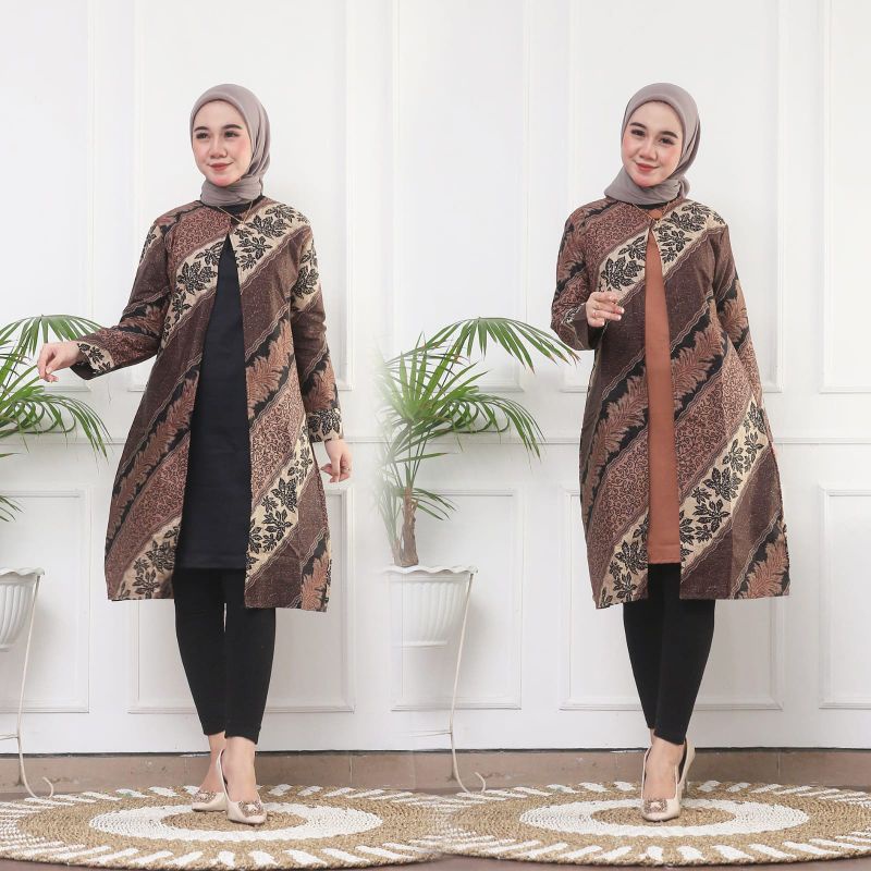 Tunik Wanita Bolero Warna Coklat Seragaman Kantor Pesta