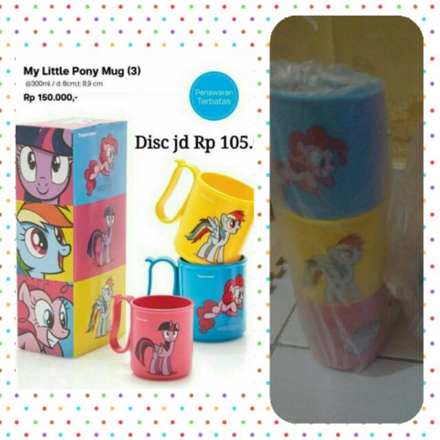 My little pony mug Tupperware (3pcs)