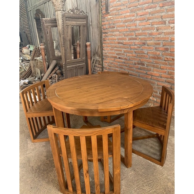 MEJA MAKAN MINIMALIS BUNDAR / MEJA MAKAN JATI BULAT / MEJA MAKAN JATI JEPARA