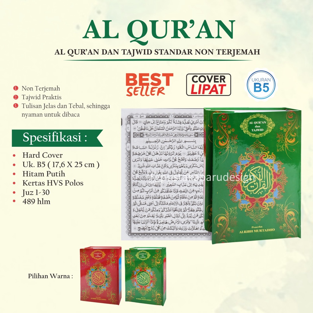 Al Quran Besar Ukuran B5 Alquran Non Terjemah Tajwid Warna  Cover Lipat Quran Ukuran HVS Polos
