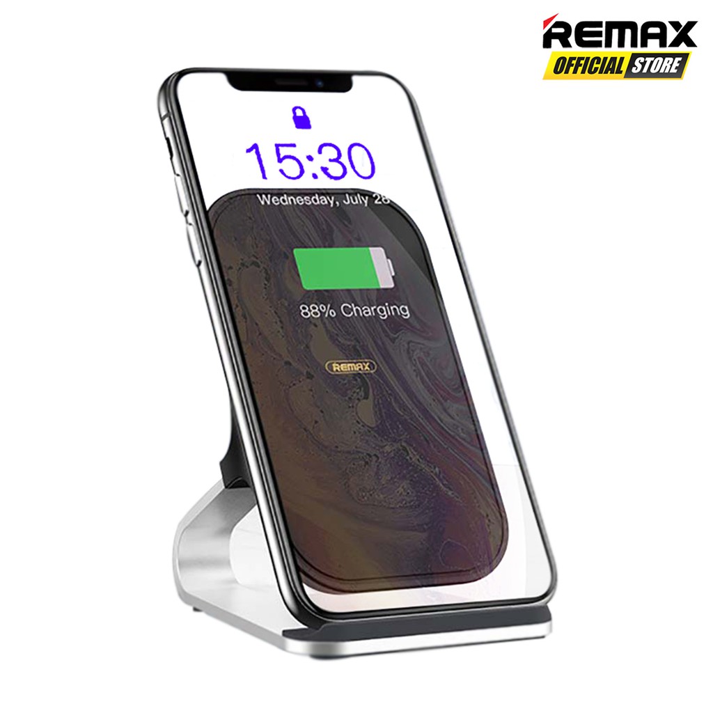 Remax RP-W12 Phone Stand with Wireless Charger Garansi Resmi / Phone Holder / Dudukan HP