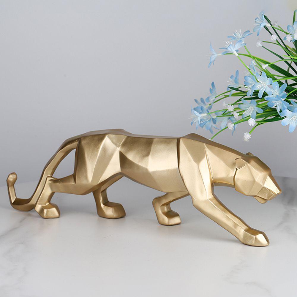 Patung Geometris Abstrak Nanas Modern Desktop Statue Animal Dekorasi Rumah Patung Leopard