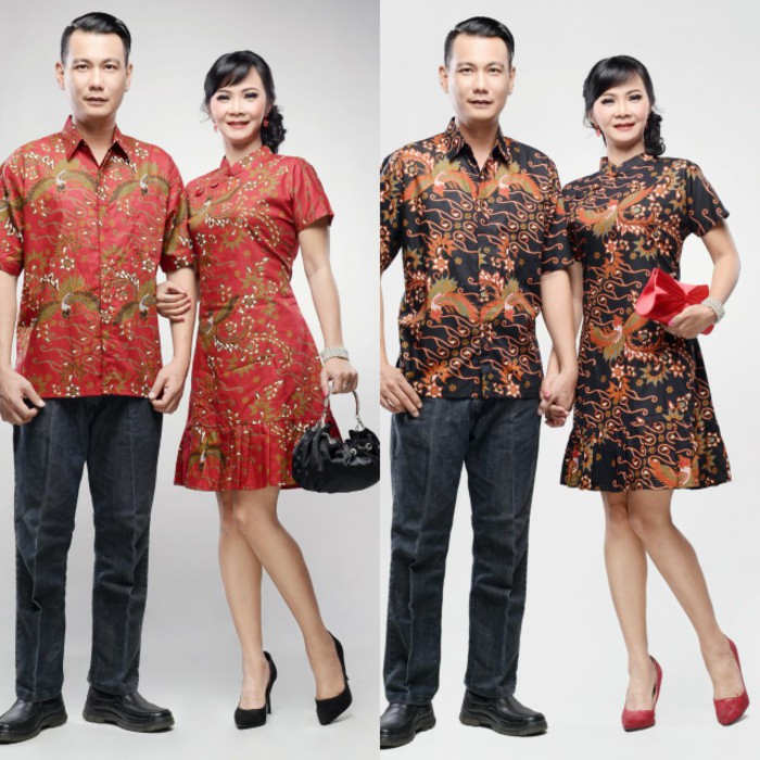 Terbaru Laris Hem Dress Fushimi Cheongsam | Batik Imlek merah Couple pasangan