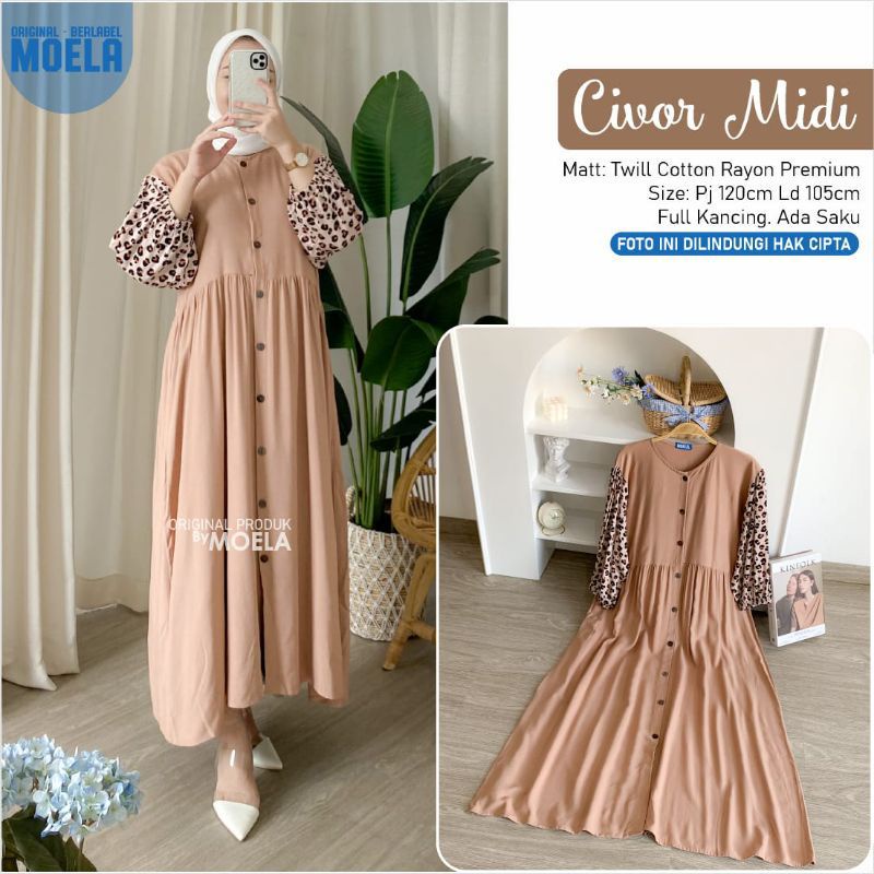 Midi Kombi Series Original Moela Gamis Dress Rayon Civor Iliza Liuta Miori Silwi Ghio Fubi Bisti Lez