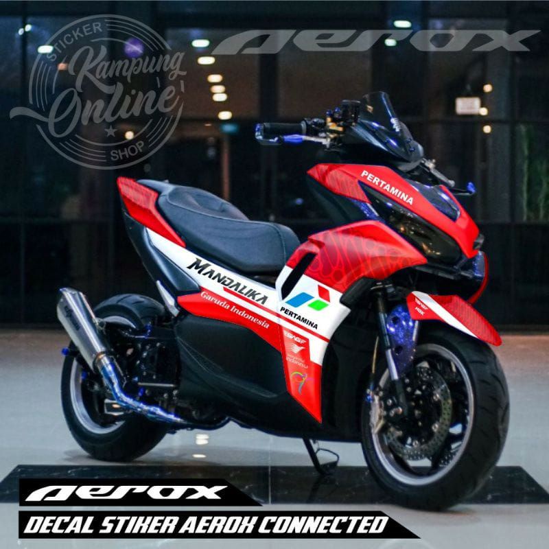 Decal stiker aerox 155 full body Striping aerox connected full motif pertamina mandalika