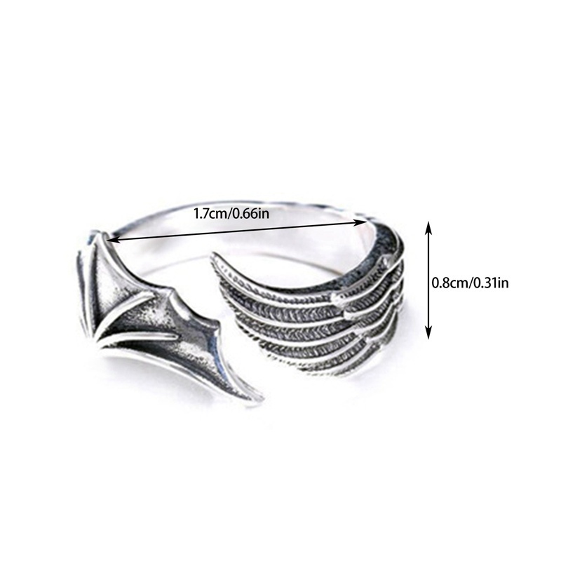 Fancyqube Cincin Model Terbuka Desain Sayap Malaikat Devil Bahan S925 Silver Plated Untuk Unisex