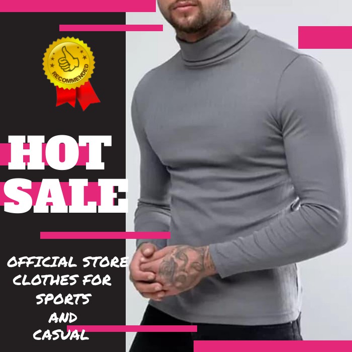 BAJU LENGAN PANJANG POLOS KAOS TURTLENECK PRIA BAJU KERAH DISTRO FT275