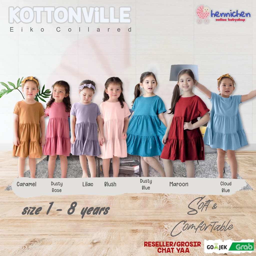 KOTTONVILLE Takoyakids Eiko Collared Dress 1-8 thn