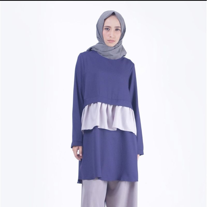 preloved ZM zaskia mecca tunik baju muslim navy