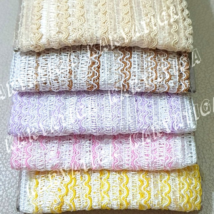 Renda Asa / Renda Asah Kombinasi Putih Lebar 1.2 cm ( ~ 19 - 20 Yard)