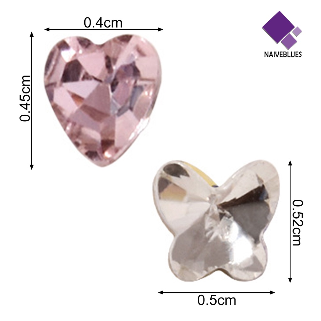 Naiveblue &gt; 10Pcs / Set Ornamen Kristal Imitasi Bentuk Hati 3D Untuk Dekorasi Nail Art Charms
