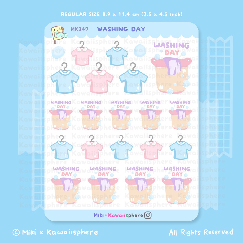 

Washing Day | MK247 Kawaiisphere House Chores Journal / Ring Binder Sticker