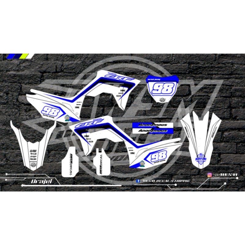 DECAL CRF 150 L BIRU PUTIH TERBARU MAXDECAL DOUBLE LAMINASI GLOSSY SUPER TEBAL
