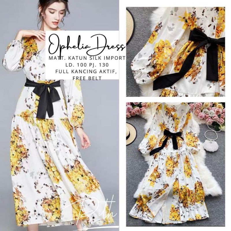 Bangkok Korean Dress Katun Silk Import - Ophelia Dress