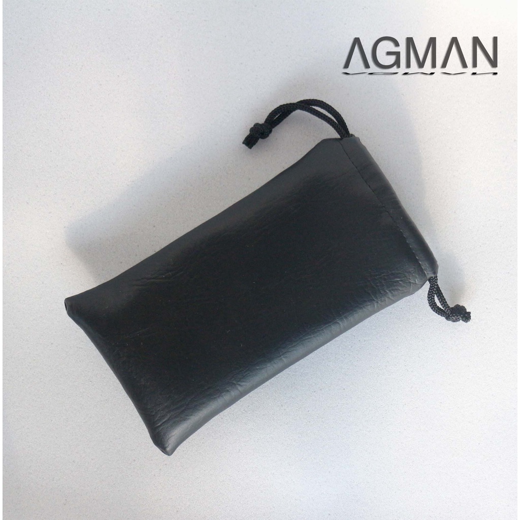 AGMAN Mini Pouch Serut Tempat Power Bank, Kabel Organizer, Kaca Mata Bahan Kulit Sintetis